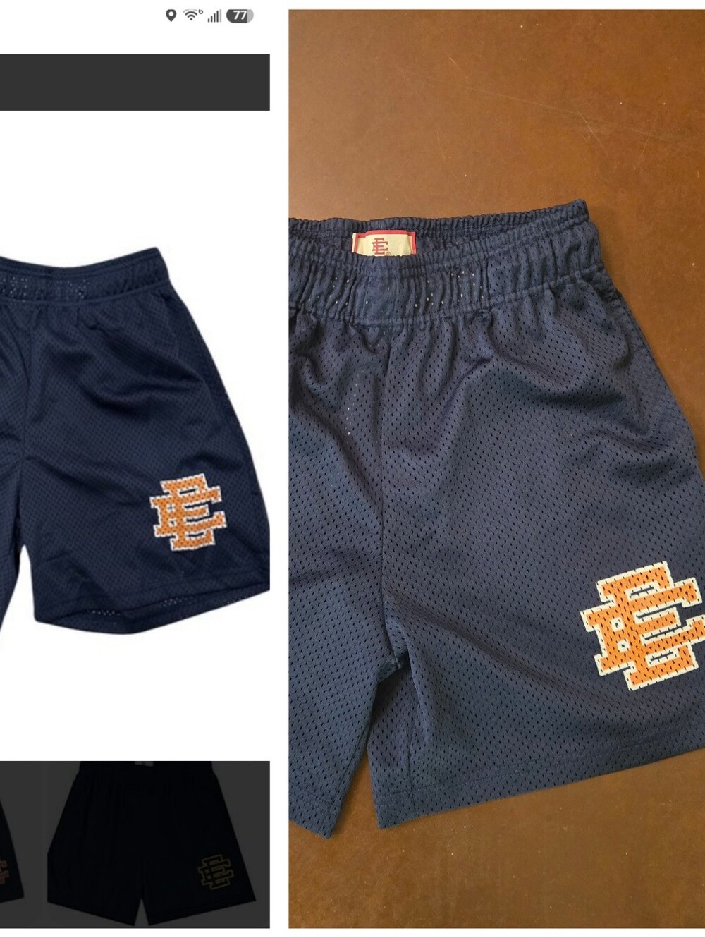Nwot Eric Emanuel Basic Shorts Navy With Gold Netted Mesh Small